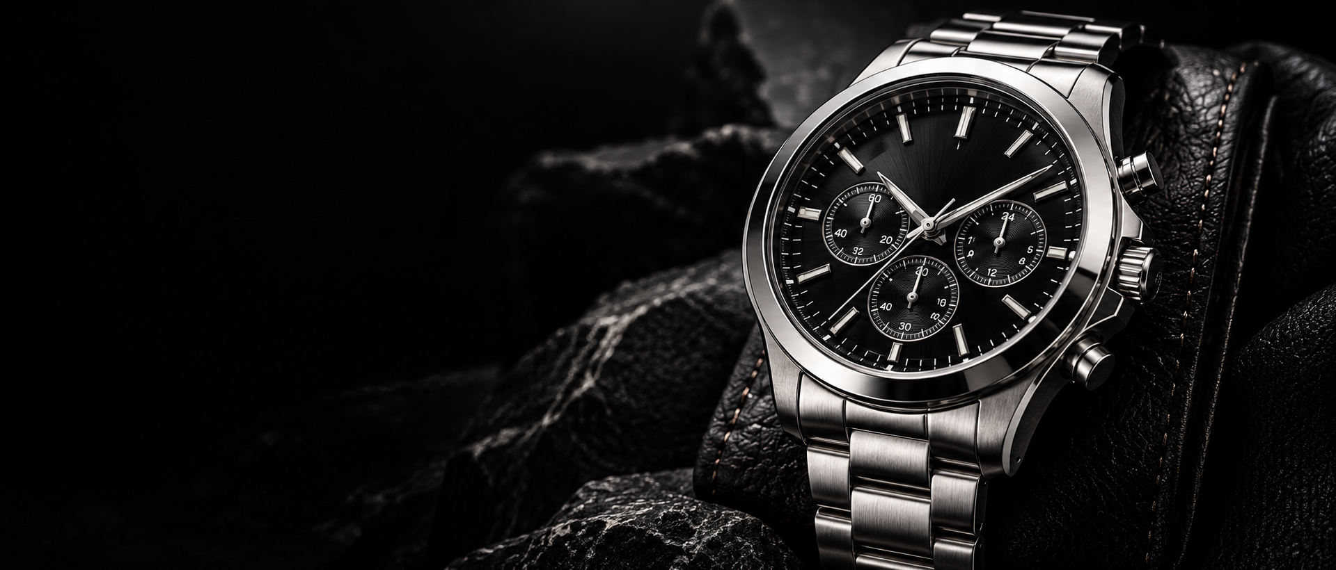 Black luxury chronograph watch